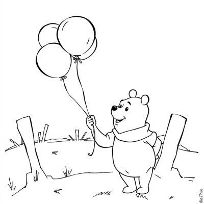 Winnie the Pooh with Balloons