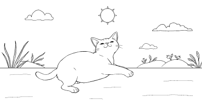 Кот потягивается утром