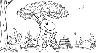 Дино читает книжку