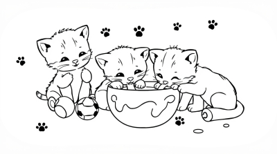 Котята пьют молоко