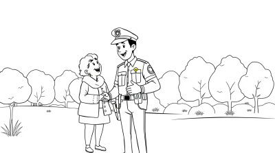 Офицер приветствует пожилую пару