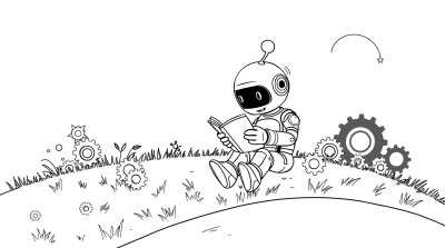 Робот читает книгу