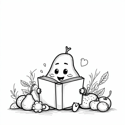 Авокадо читает книгу