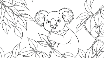 Коала ест листья