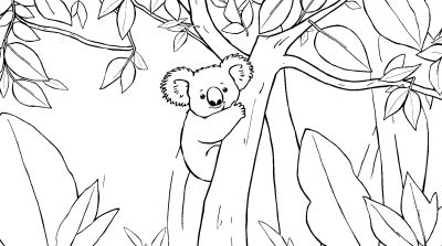 Коала обнимает эвкалипт