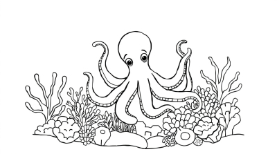 Осьминог и кораллы
