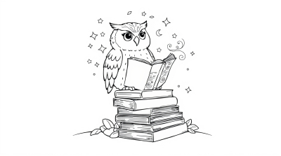 Сова читает волшебную книгу