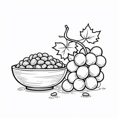 Изюм в миске рядом с гроздью