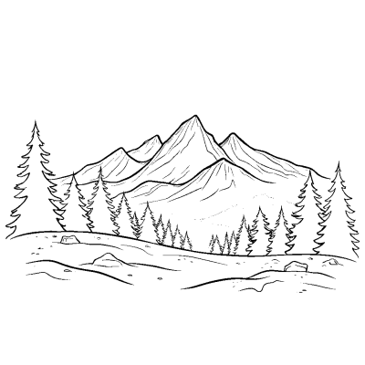 Горный пейзаж акварель