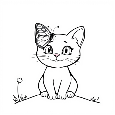 A Butterfly Sat on the Cat's Head
