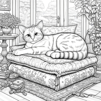 Big Cat on a Pouf