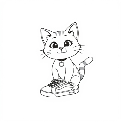 Cartoon Cat in Sneakers