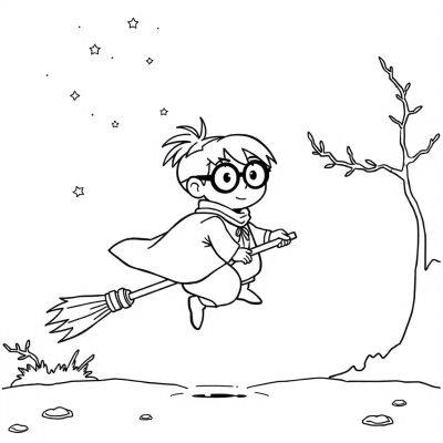 Cartoon Harry on a Broomstick