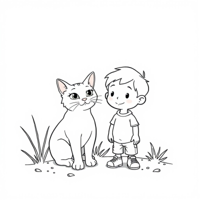 Cat and Boy