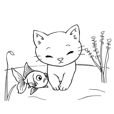 Cat and Goldfish