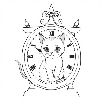 Cat in the Antique Clock