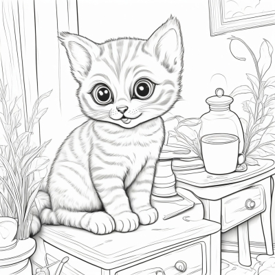 Cat on the Bedside Table
