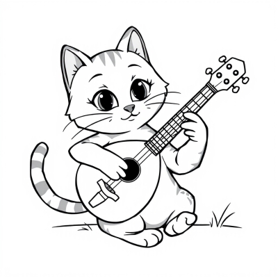 Cat Playing Balalaika