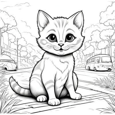 Cat Sitting on the Road