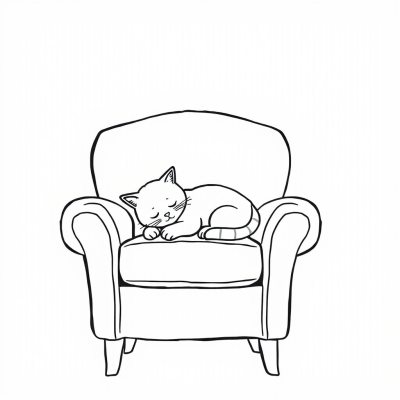 Cat Sleeping in an Armchair