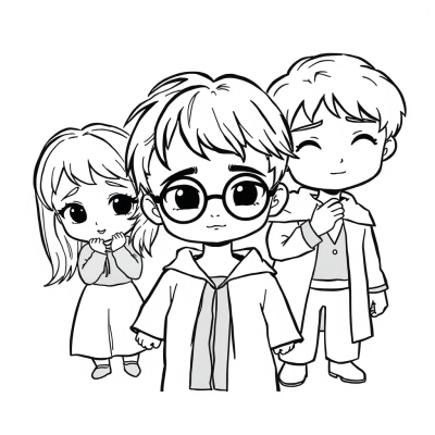 Chibi Harry, Hermione, and Ron