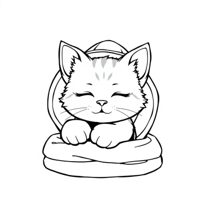 Sleeping Kitten in a Hat