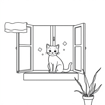 Home Cat on the Windowsill