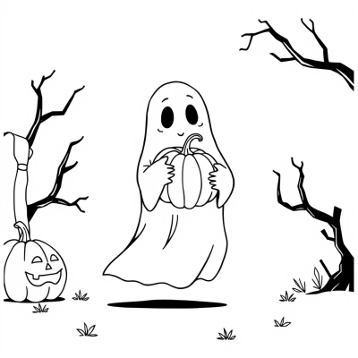 Ghost Carrying a Pumpkin