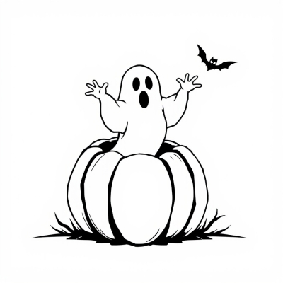Ghost Flying Out of Pumpkin