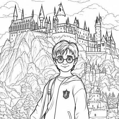 Harry Potter in Front of the Castle