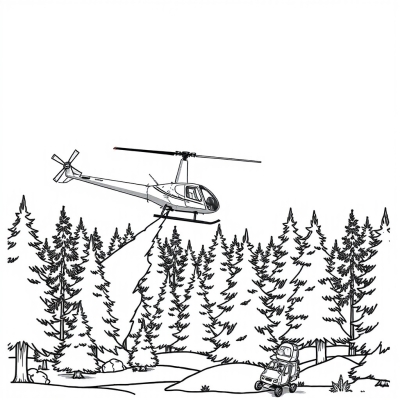 Helicopter Putting Out a Forest Fire