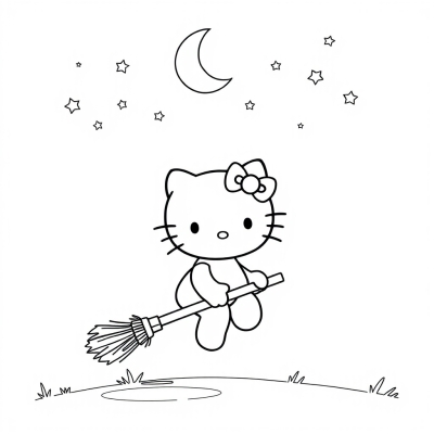 Hello Kitty on a Broom