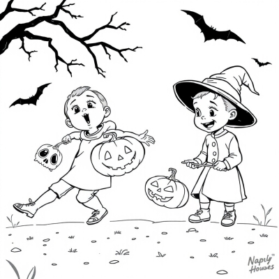 Kids Playing on Halloween