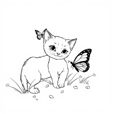 Kitten and Butterfly