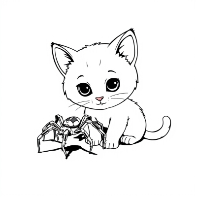 Kitten and Spider