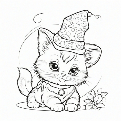 Kitten in a New Year Hat