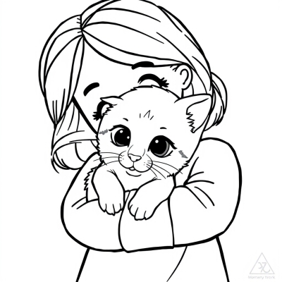 Kitten in a Girl's Arms