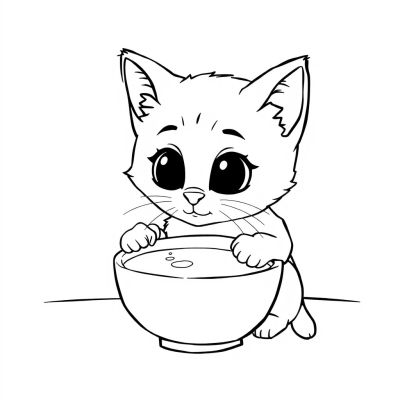 Kitten Gets a Bowl of Milk