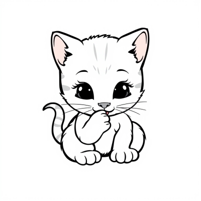 Kitten Licking Its Paw