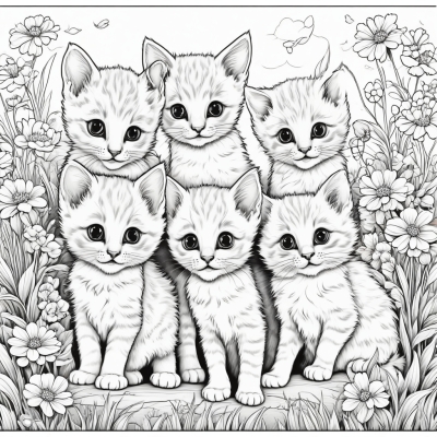 Kittens and Flowers