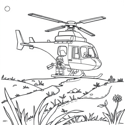 LEGO Helicopter over the Field