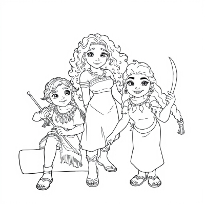 Merida with Moana and Pocahontas