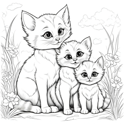 Мама-кошка и дочка-котенок