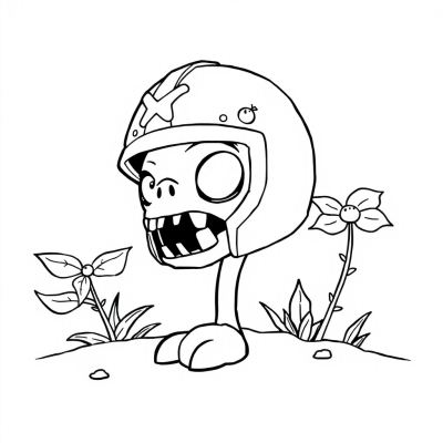 Peashooter in Zombie Helmet from Plants vs Zombies