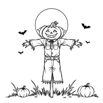 Scarecrow with a Pumpkin Head for Halloween