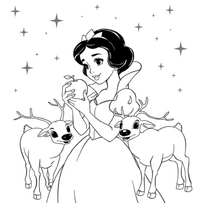 Snow White with an Apple and Reindeers