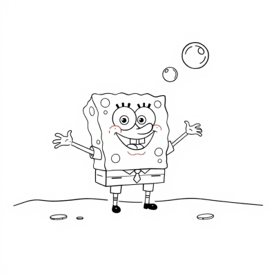 SpongeBob in 3D with Bubbles