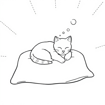 Cat Sleeping on a Pillow - Connect the Dots!