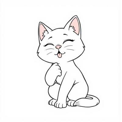 Cat Licking Its Paw