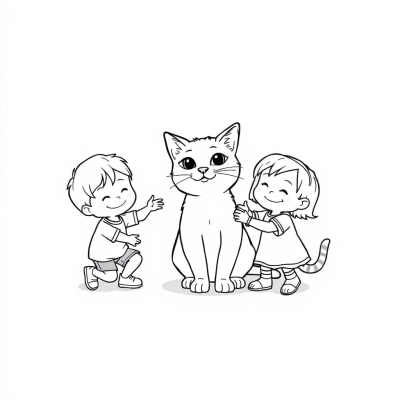 Cat Playing with Kids